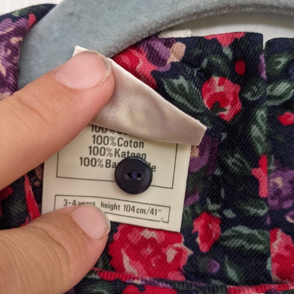 VINTAGE Laura Ashley red purple ditsy floral peter pan collar dress - Picture 3 of 10